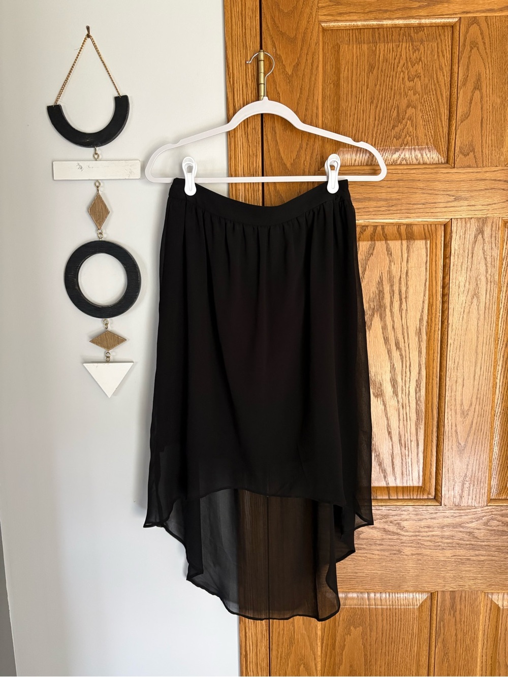 Elegant Black High-Low Chiffon Skirt